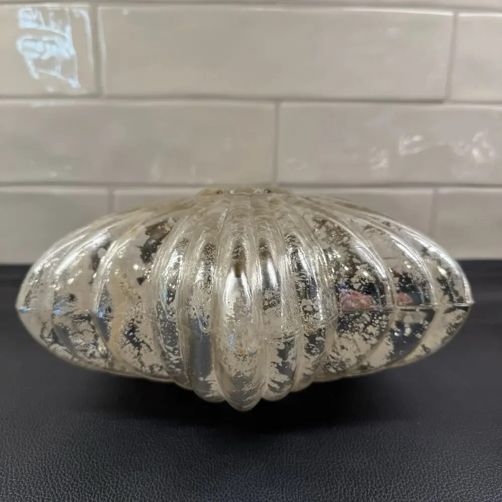 2 Large 10” Vintage Hand Blown Molded Mercury Glass Kugel Star Ornaments